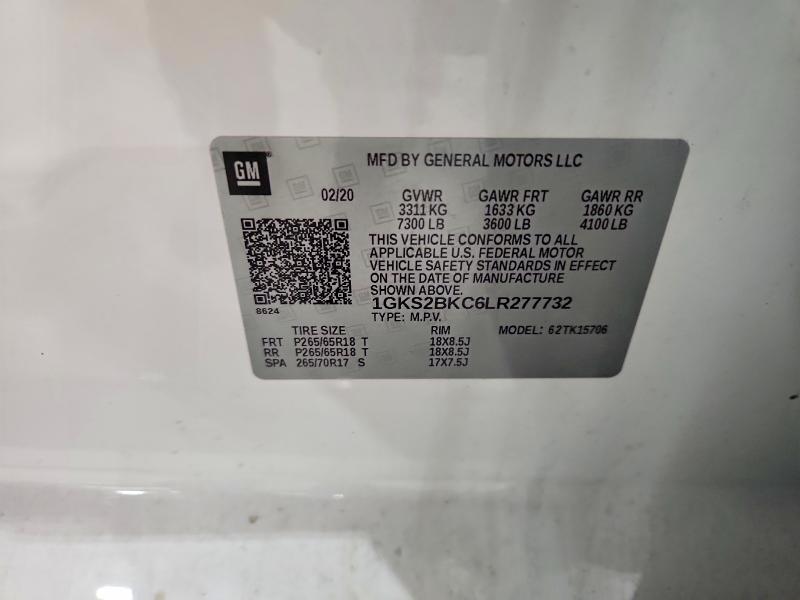 Aukcja sprzedaży 2020 Gmc Yukon, vin: 1GKS2BKC6LR277732, numer aukcji: 52183786