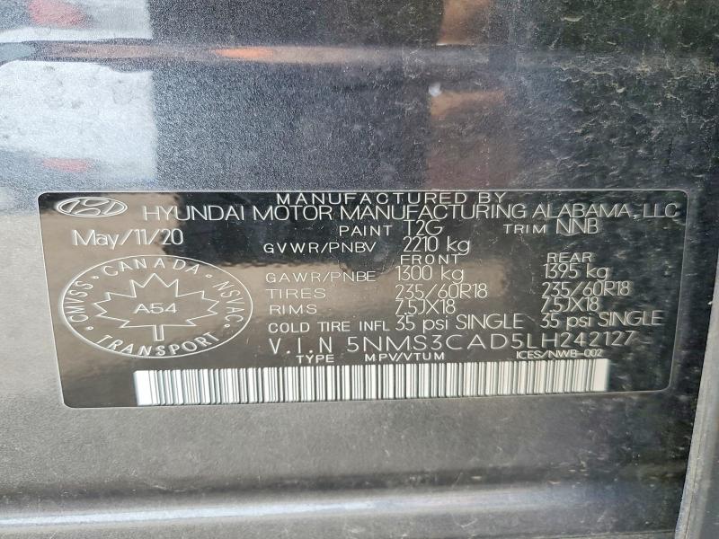 Продажа на аукционе авто 2020 Hyundai Santa Fe, vin: 5NMS3CAD5LH242127, номер лота: 52770466