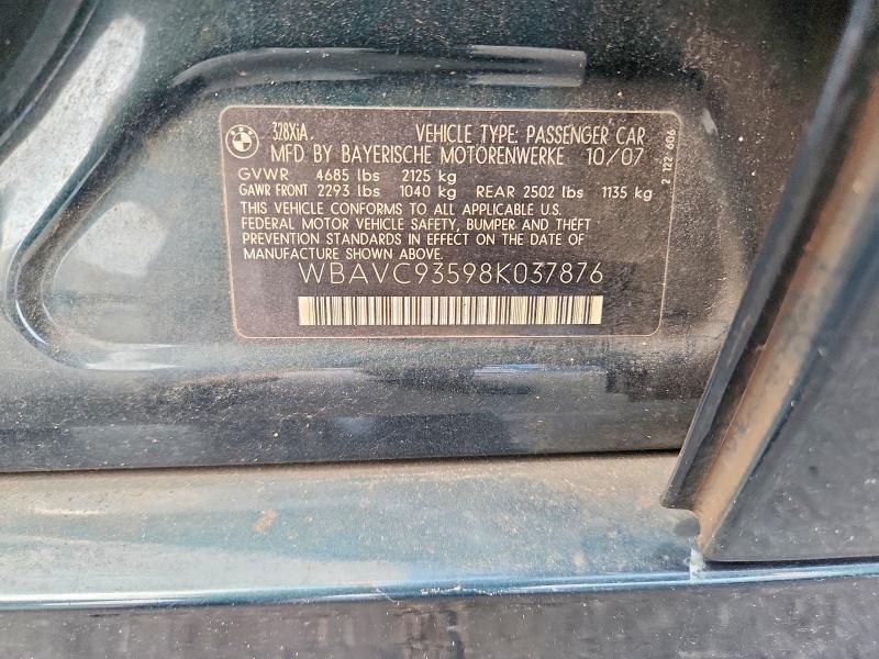 Продажа на аукционе авто 2008 Bmw 328, vin: WBAVC93598K037876, номер лота: 55214566