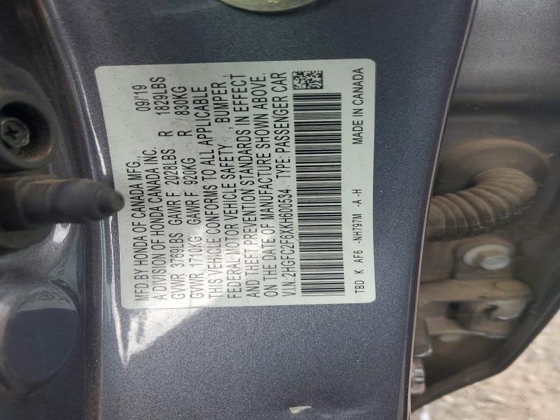 Aukcja sprzedaży 2019 Honda Civic, vin: 2HGFC2F6XKH600534, numer aukcji: 54484076