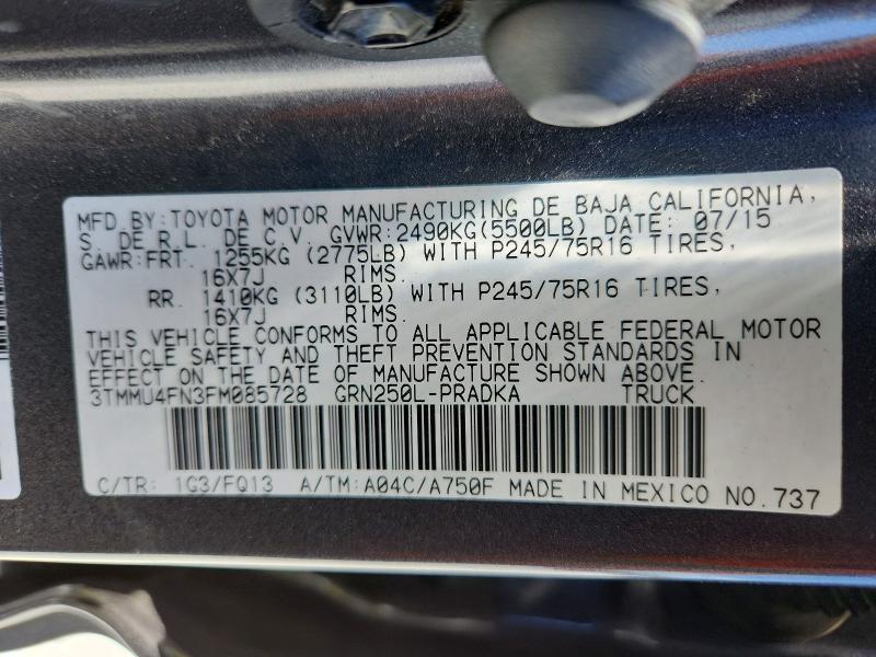 Продажа на аукционе авто 2015 Toyota Tacoma, vin: 3TMMU4FN3FM085728, номер лота: 53947846