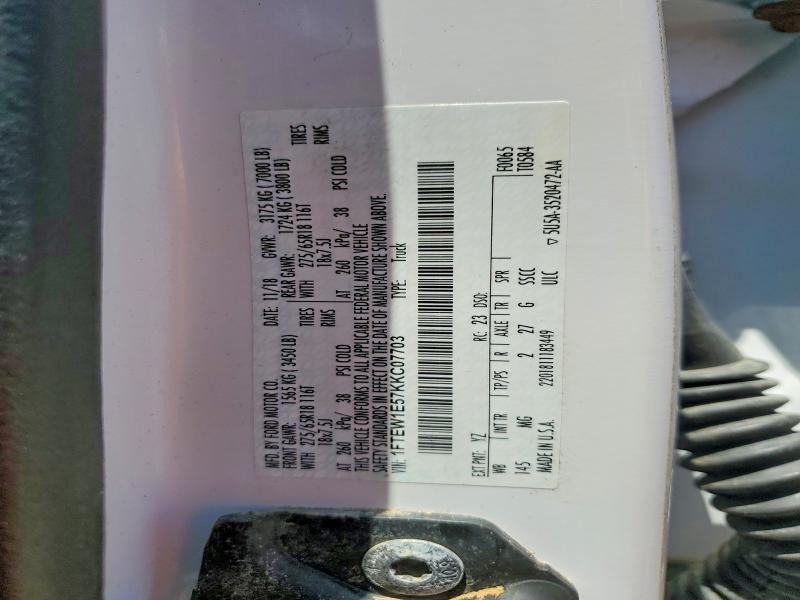2019 Ford F150 მანქანა იყიდება აუქციონზე, vin: 1FTEW1E57KKC07703, აუქციონის ნომერი: 55182796