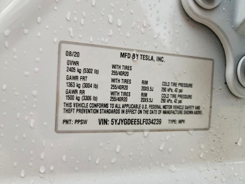 Aukcja sprzedaży 2020 Tesla Model Y, vin: 5YJYGDEE5LF034239, numer aukcji: 52518436