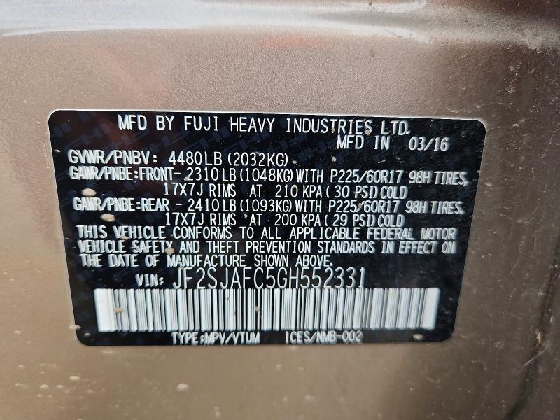 Aukcja sprzedaży 2016 Subaru Forester, vin: JF2SJAFC5GH552331, numer aukcji: 51113636