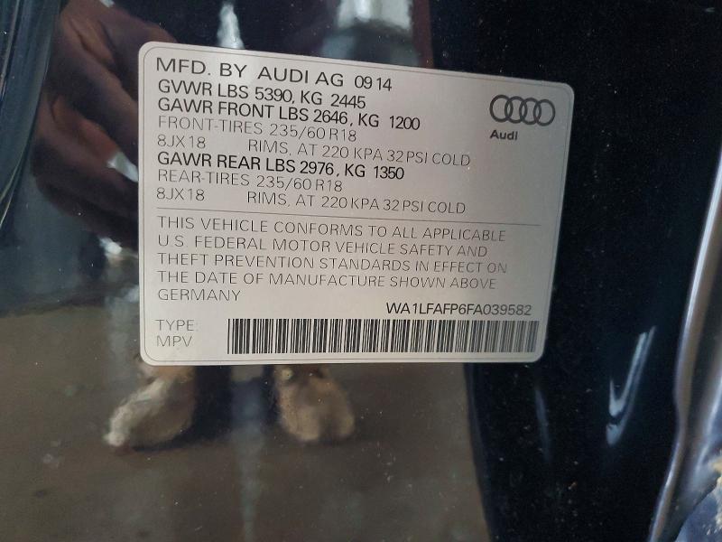 Aukcja sprzedaży 2015 Audi Q5, vin: WA1LFAFP6FA039582, numer aukcji: 55098876