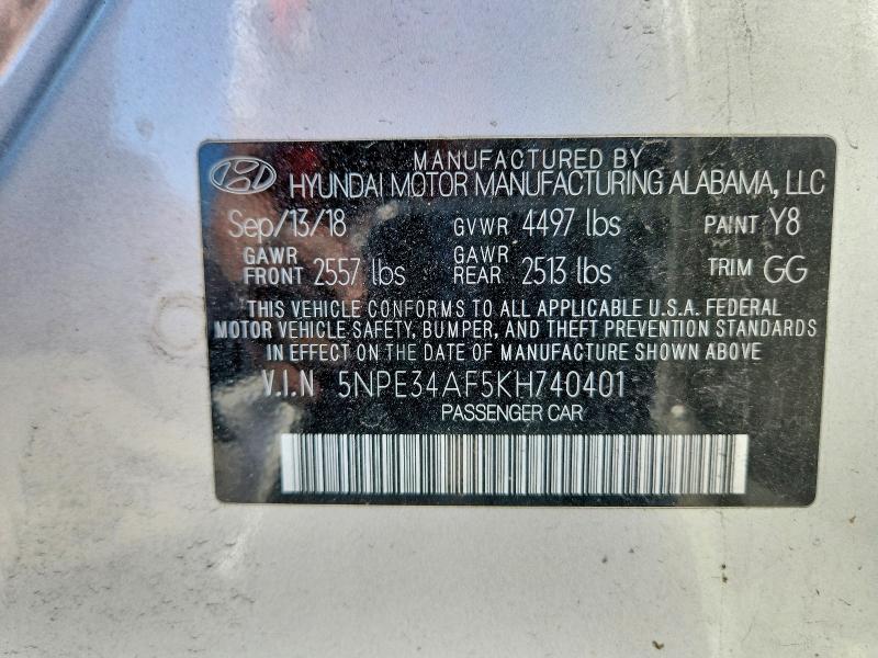 Продаж на аукціоні авто 2019 Hyundai Sonata, vin: 5NPE34AF5KH740401, номер лоту: 51872406