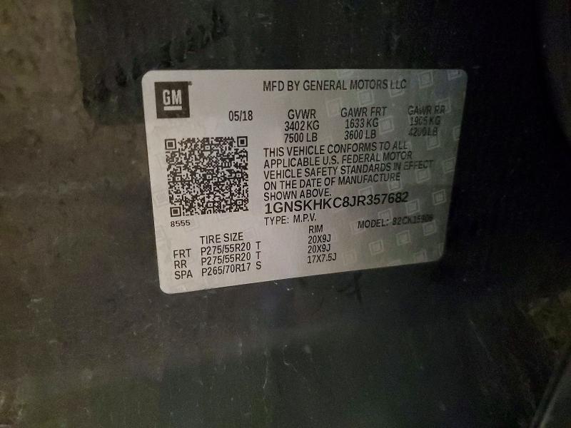55282426 :رقم المزاد ، 1GNSKHKC8JR357682 vin ، 2018 Chevrolet Suburban مزاد بيع