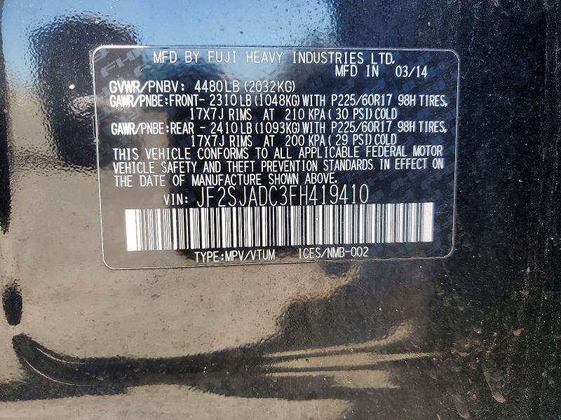Aukcja sprzedaży 2015 Subaru Forester, vin: JF2SJADC3FH419410, numer aukcji: 51961396
