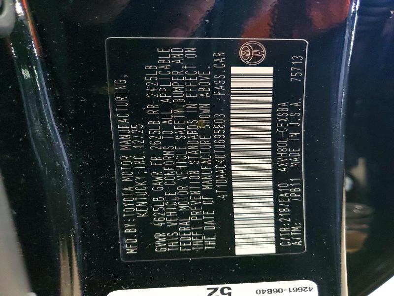 Продаж на аукціоні авто 2026 Toyota Camry, vin: 4T1DAACK0TU695803, номер лоту: 49561386