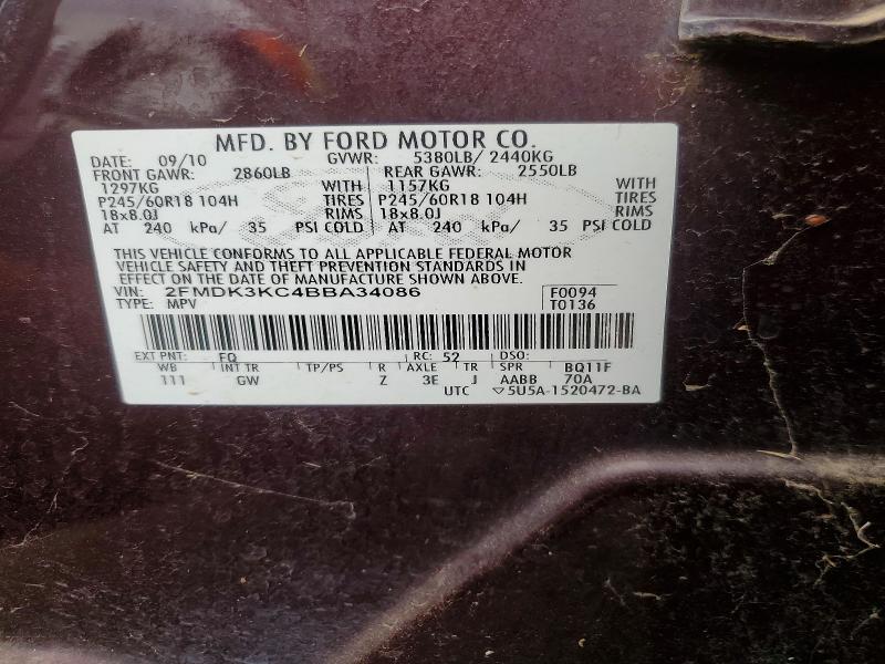 Aukcja sprzedaży 2011 Ford Edge, vin: 2FMDK3KC4BBA34086, numer aukcji: 53327116