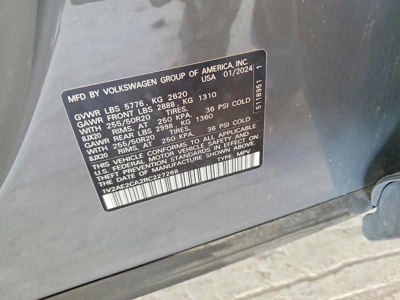 Aukcja sprzedaży 2024 Volkswagen Atlas Cross Sport, vin: 1V2AE2CA2RC227268, numer aukcji: 53647376
