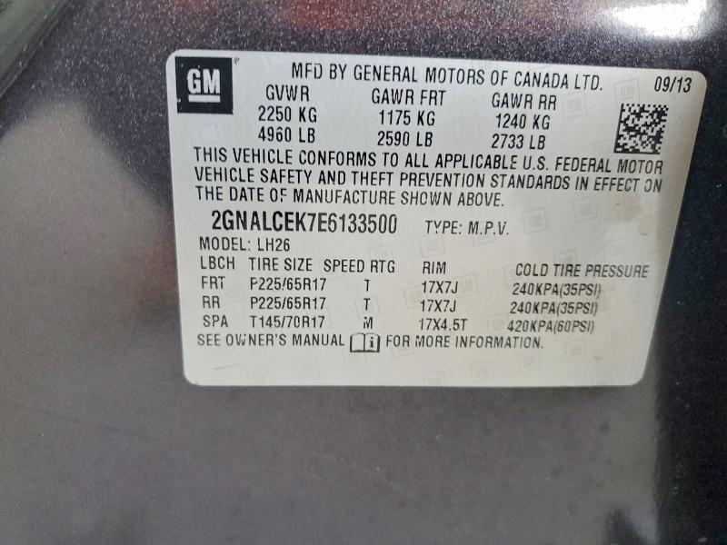 51703216 :رقم المزاد ، 2GNALCEK7E6133500 vin ، 2014 Chevrolet Equinox مزاد بيع