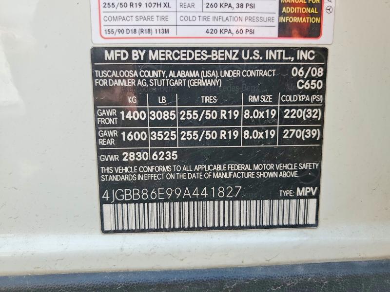 2009 Mercedes-benz Ml მანქანა იყიდება აუქციონზე, vin: 4JGBB86E99A441827, აუქციონის ნომერი: 55029006