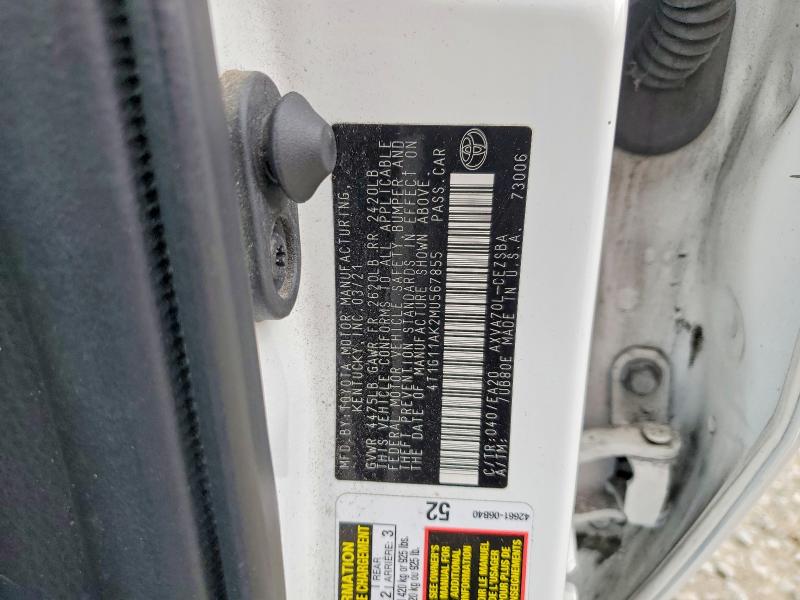 2021 Toyota Camry მანქანა იყიდება აუქციონზე, vin: 4T1G11AK2MU567855, აუქციონის ნომერი: 52432166