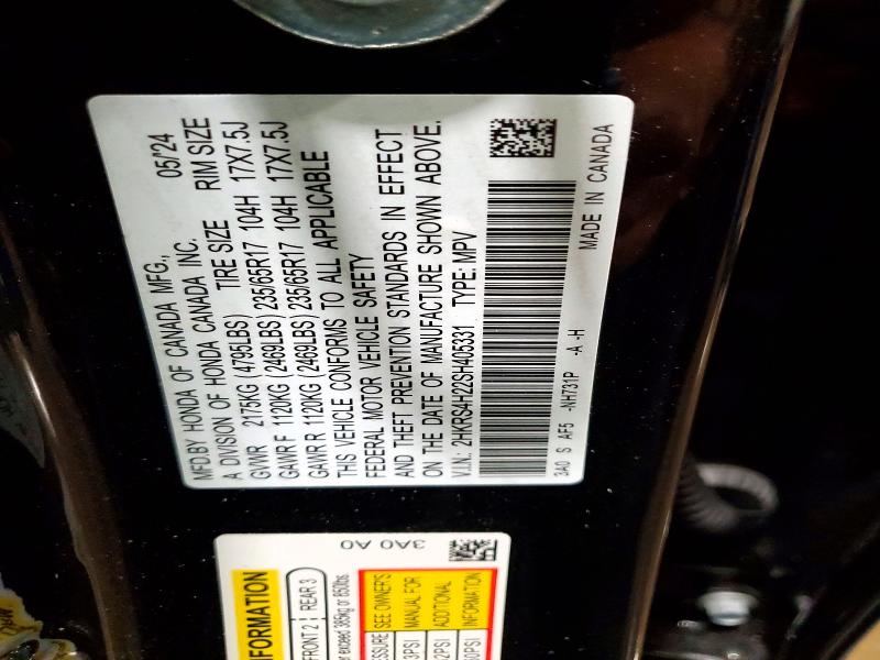 52144876 :رقم المزاد ، 2HKRS4H22SH405331 vin ، 2025 Honda Cr-v مزاد بيع