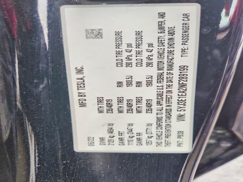 Продаж на аукціоні авто 2022 Tesla Model 3, vin: 5YJ3E1EA2NF289199, номер лоту: 52939596