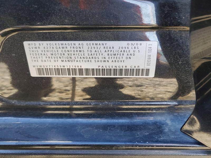Aukcja sprzedaży 2009 Volkswagen Gti, vin: WVWGV71K59W121688, numer aukcji: 53655096