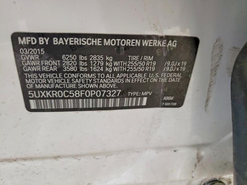 53850496 :رقم المزاد ، 5UXKR0C58F0P07327 vin ، 2015 Bmw X5 مزاد بيع