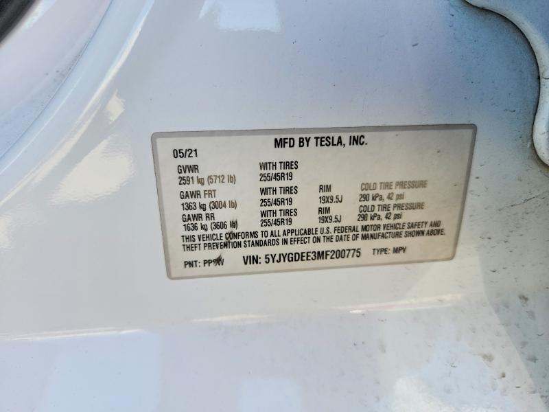 Aukcja sprzedaży 2021 Tesla Model Y, vin: 5YJYGDEE3MF200775, numer aukcji: 52335156