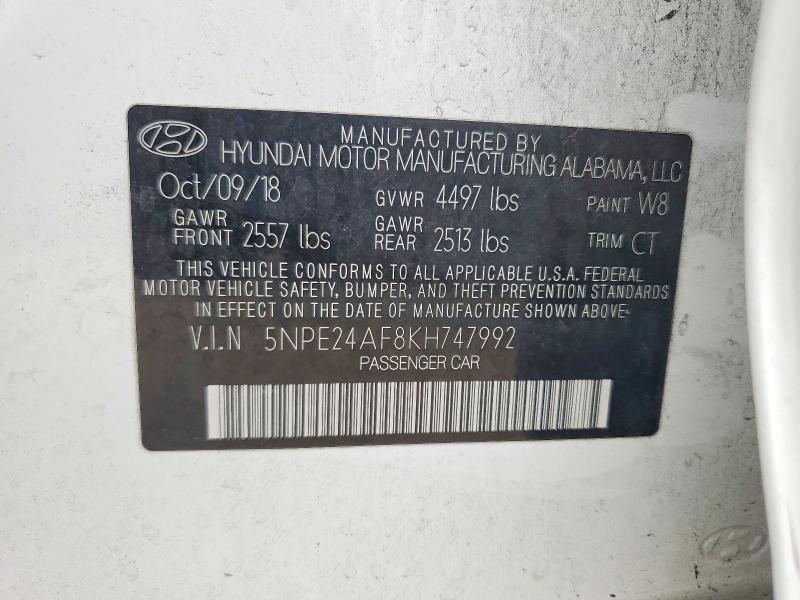 Aukcja sprzedaży 2019 Hyundai Sonata, vin: 5NPE24AF8KH747992, numer aukcji: 54664936