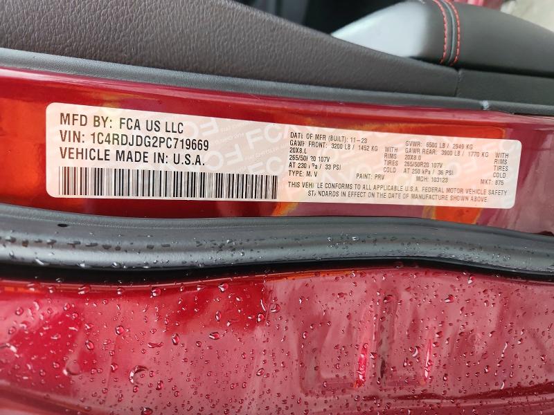 2023 Dodge Durango მანქანა იყიდება აუქციონზე, vin: 1C4RDJDG2PC719669, აუქციონის ნომერი: 53716846