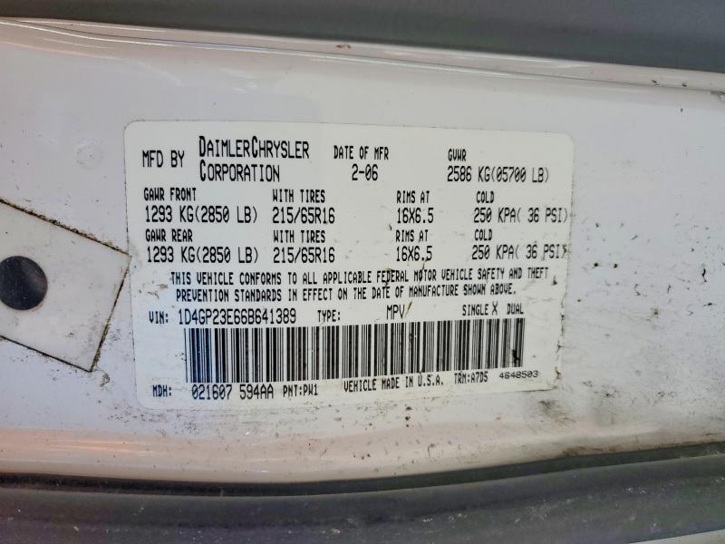 53190356 :رقم المزاد ، 1D4GP23E66B641389 vin ، 2006 Dodge Grand Caravan مزاد بيع