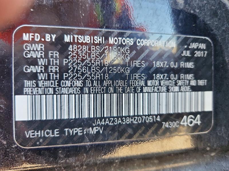 Продаж на аукціоні авто 2017 Mitsubishi Outlander, vin: JA4AZ3A38HZ070514, номер лоту: 55303136