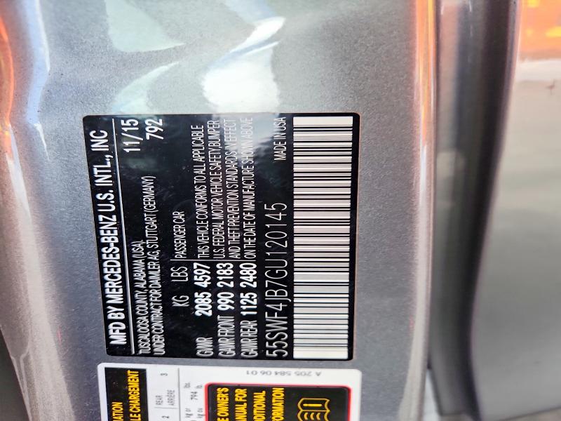 Продаж на аукціоні авто 2016 Mercedes-benz C, vin: 55SWF4JB7GU120145, номер лоту: 54428036