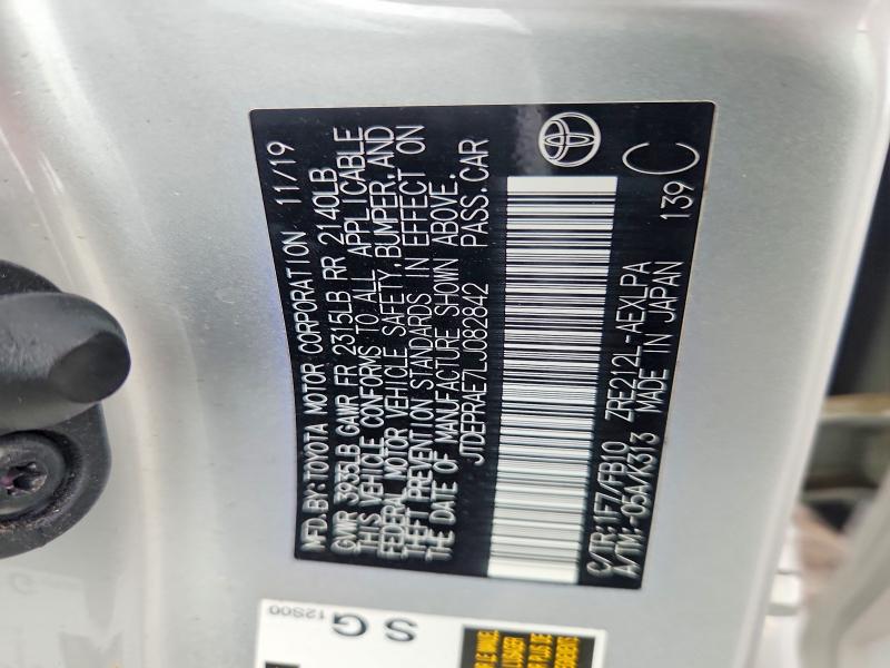 2020 Toyota Corolla მანქანა იყიდება აუქციონზე, vin: JTDEPRAE7LJ082842, აუქციონის ნომერი: 52179346