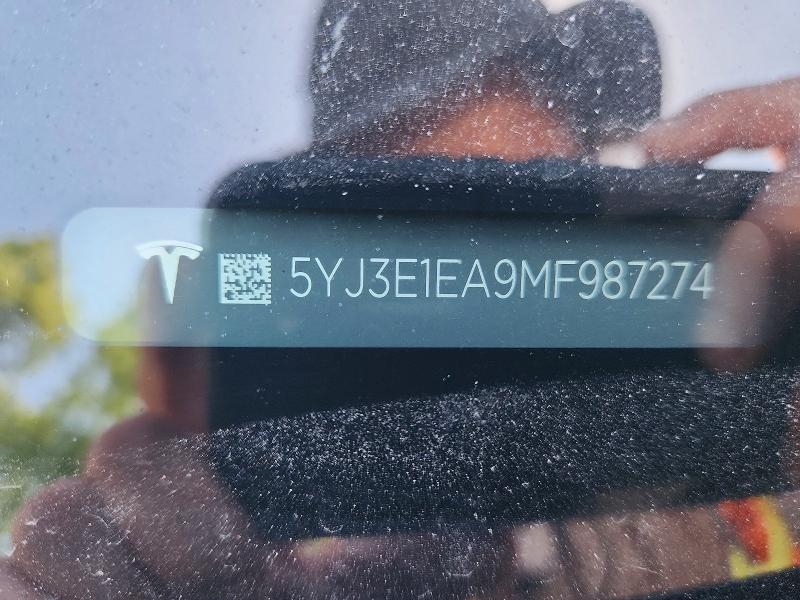 52525126 :رقم المزاد ، 5YJ3E1EA9MF987274 vin ، 2021 Tesla Model 3 مزاد بيع