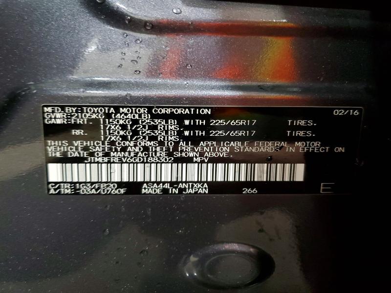 Продажа на аукционе авто 2016 Toyota Rav4, vin: JTMBFREV6GD188302, номер лота: 53740866