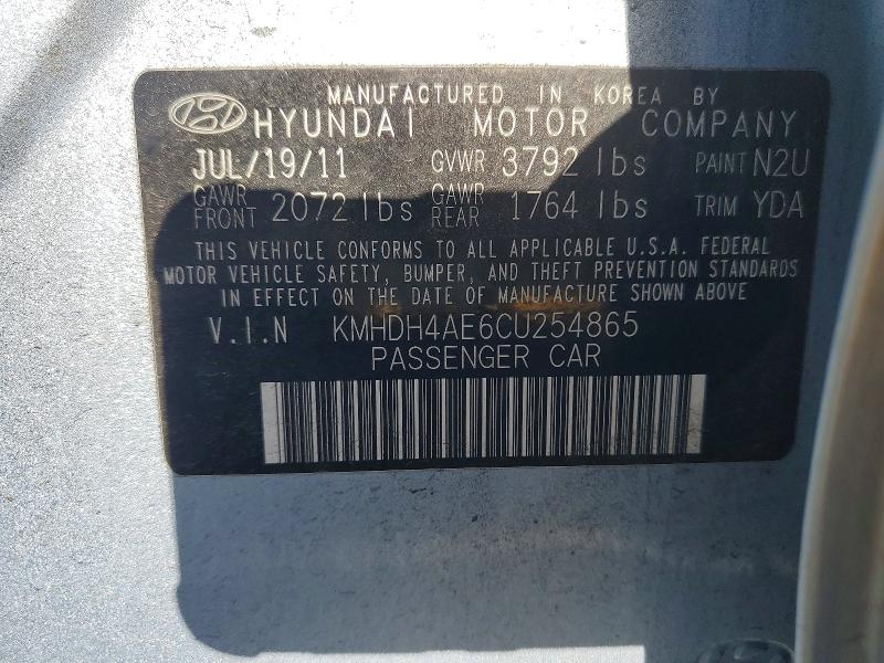 Aukcja sprzedaży 2012 Hyundai Elantra, vin: KMHDH4AE6CU254865, numer aukcji: 53660666
