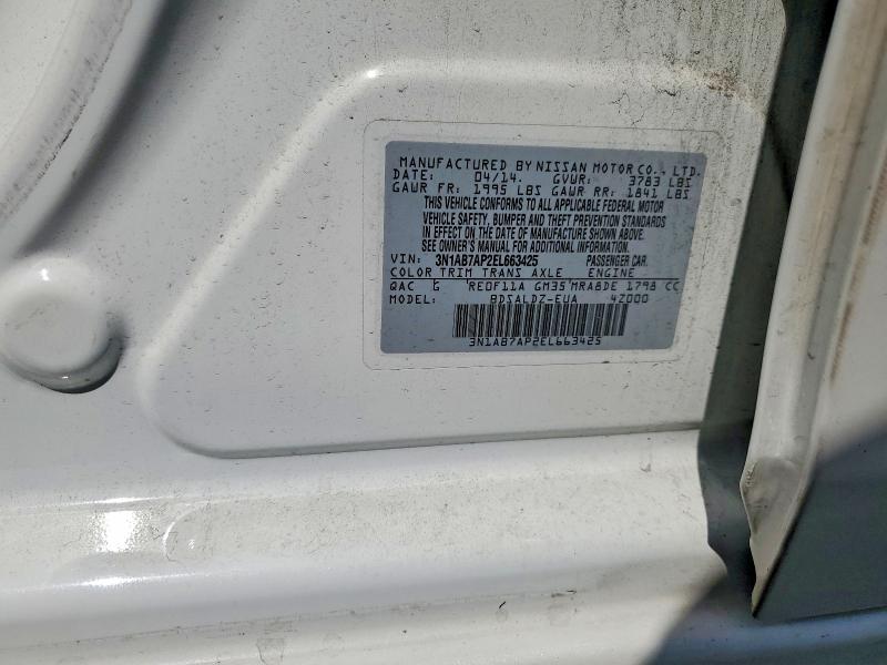 2014 Nissan Sentra S Manual მანქანა იყიდება აუქციონზე, vin: 3N1AB7AP2EL663425, აუქციონის ნომერი: 53389576