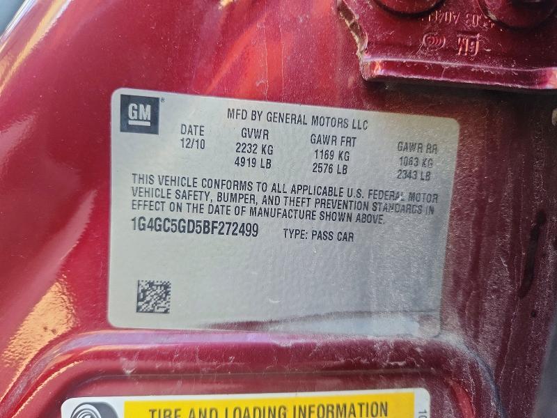 55625816 :رقم المزاد ، 1G4GC5GD5BF272499 vin ، 2011 Buick Lacrosse مزاد بيع