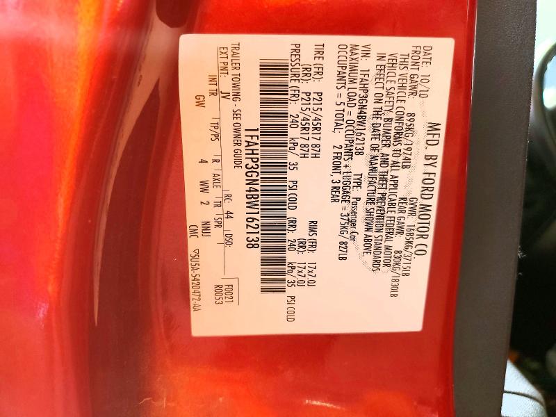 54868416 :رقم المزاد ، 1FAHP3GN4BW162138 vin ، 2011 Ford Focus مزاد بيع
