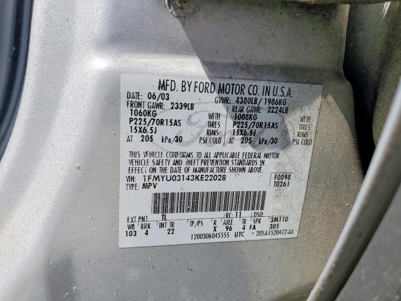 Продажа на аукционе авто 2003 Ford Escape, vin: 1FMYU03143KE22028, номер лота: 53162706