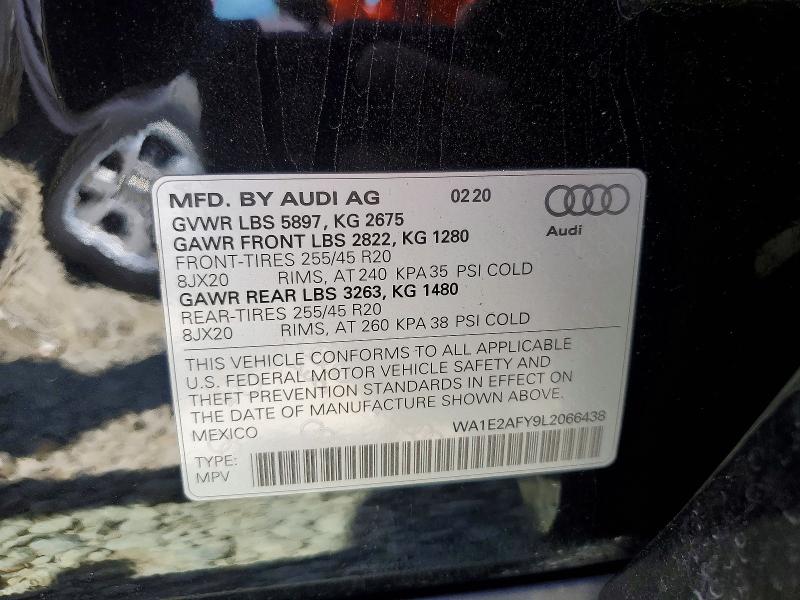 Aukcja sprzedaży 2020 Audi Q5 E, vin: WA1E2AFY9L2066438, numer aukcji: 52096856