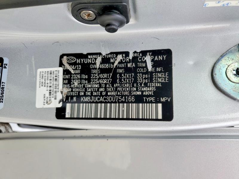 2013 Hyundai Tucson მანქანა იყიდება აუქციონზე, vin: KM8JUCAC3DU754166, აუქციონის ნომერი: 53288856
