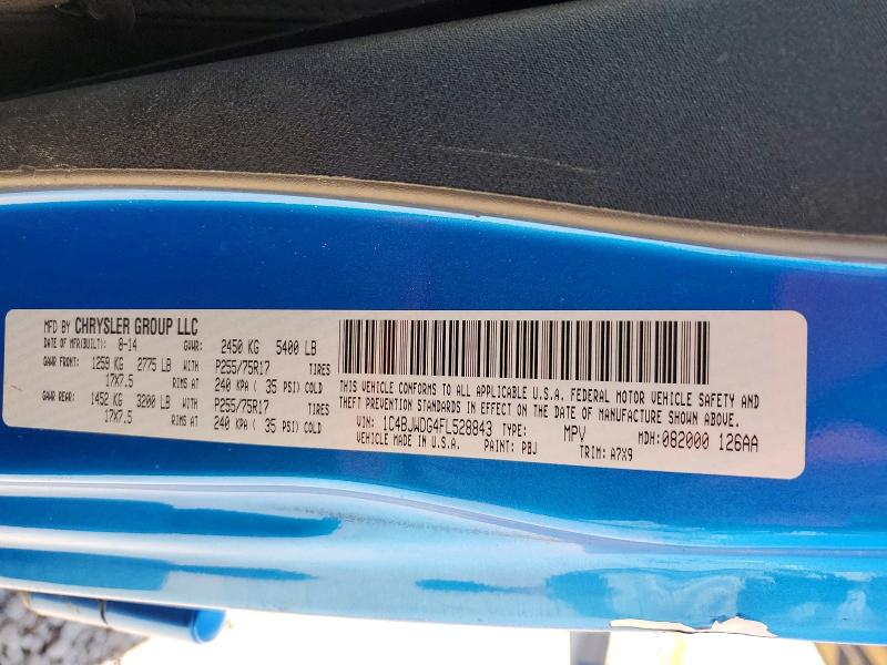 Продажа на аукционе авто 2015 Jeep Wrangler Unlimited, vin: 1C4BJWDG4FL528843, номер лота: 53964486