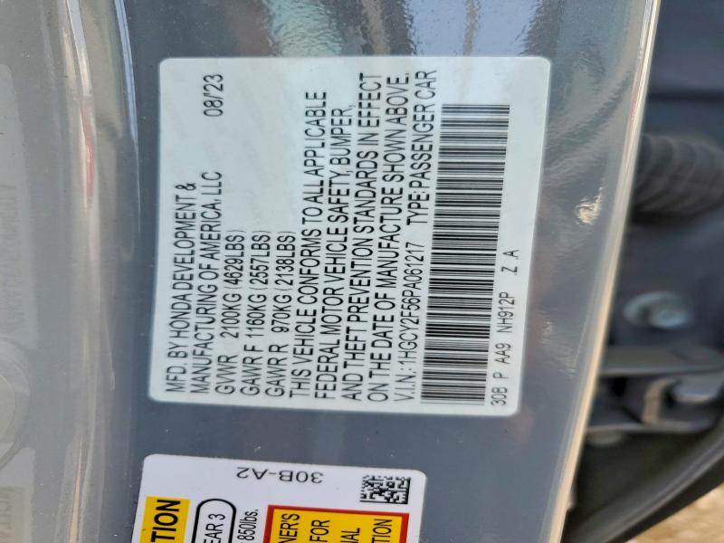 Продажа на аукционе авто 2023 Honda Accord, vin: 1HGCY2F56PA061217, номер лота: 52526466