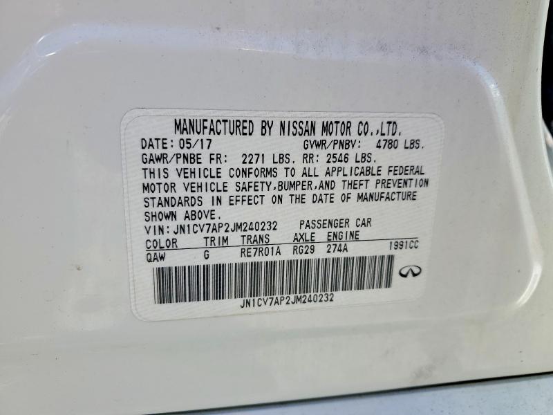 Продажа на аукционе авто 2018 Infiniti Q50, vin: JN1CV7AP2JM240232, номер лота: 54174026