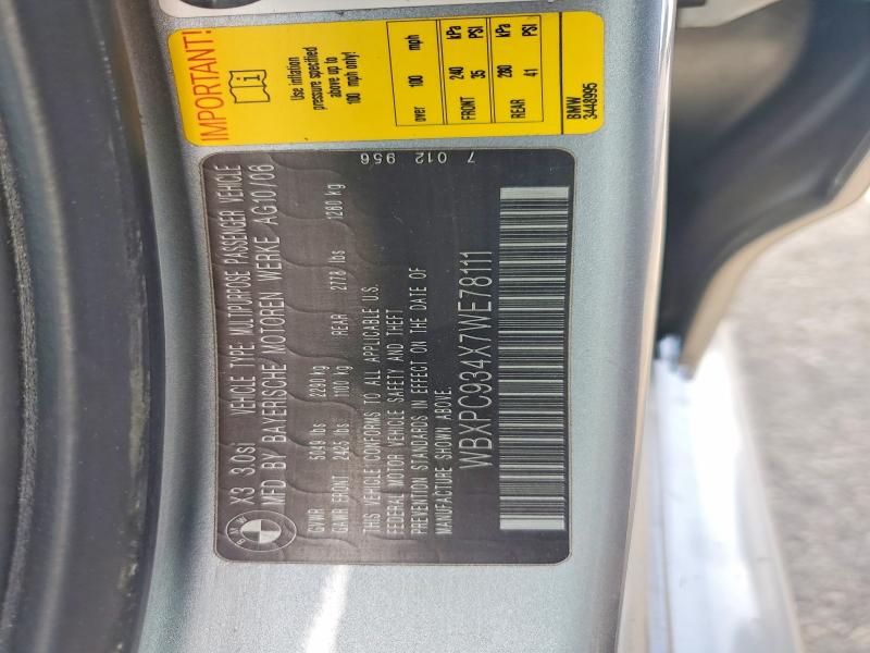 Продажа на аукционе авто 2007 Bmw X3, vin: WBXPC934X7WE78111, номер лота: 54662996