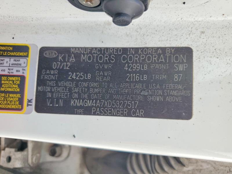 Aukcja sprzedaży 2013 Kia Optima, vin: KNAGM4A7XD5327517, numer aukcji: 54608356