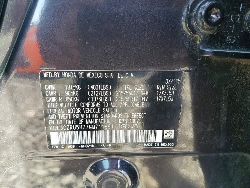 Aukcja sprzedaży 2016 Honda Hr-v, vin: 3CZRU5H77GM711691, numer aukcji: 55234166