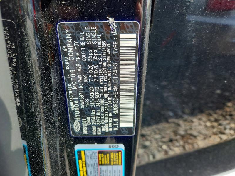 53849466 :رقم المزاد ، KM8R3DHEXMU317493 vin ، 2021 Hyundai Palisade مزاد بيع