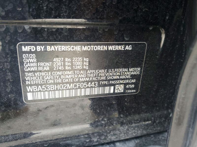Продаж на аукціоні авто 2021 Bmw 530, vin: WBA53BH02MCF05443, номер лоту: 53671156