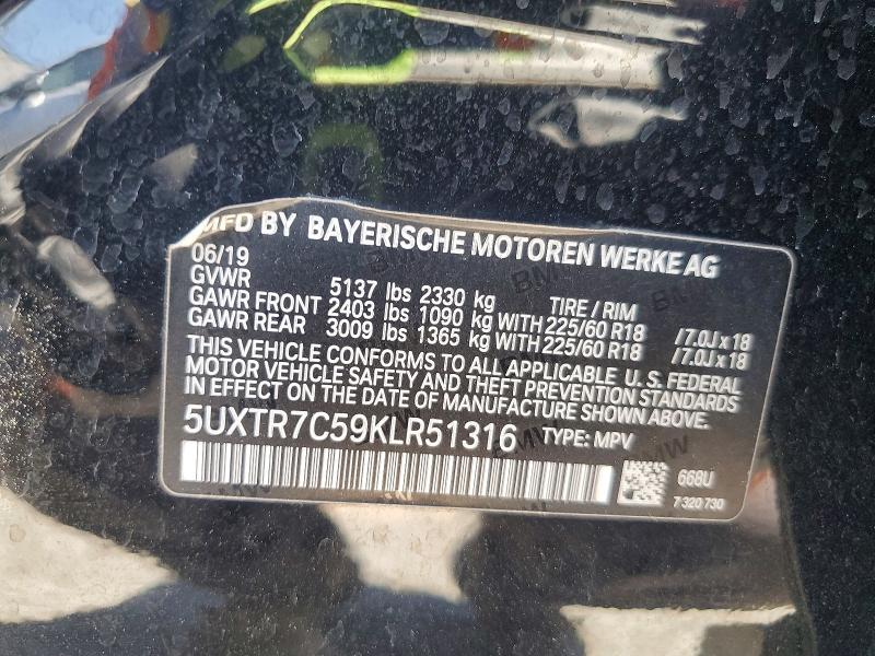 Продажа на аукционе авто 2019 Bmw X3, vin: 5UXTR7C59KLR51316, номер лота: 53215386