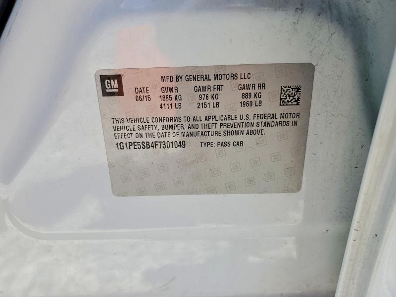 53276096 :رقم المزاد ، 1G1PE5SB4F7301049 vin ، 2015 Chevrolet Cruze مزاد بيع