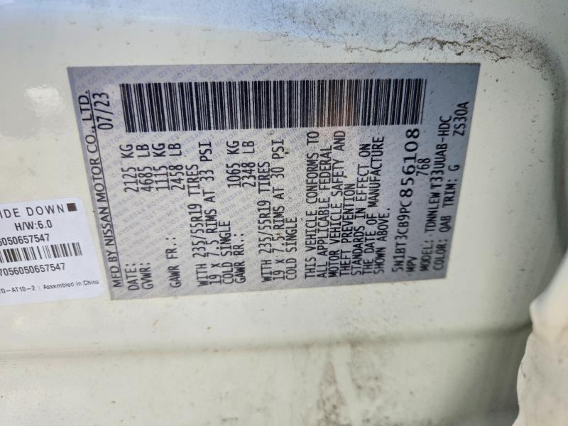 51897956 :رقم المزاد ، 5N1BT3CB9PC856108 vin ، 2023 Nissan Rogue مزاد بيع