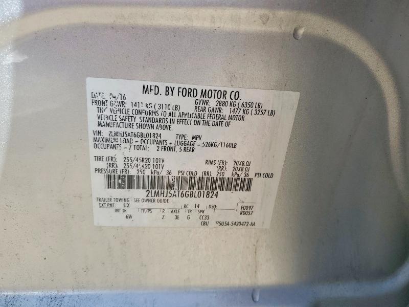 Продаж на аукціоні авто 2016 Lincoln Mkt, vin: 2LMHJ5AT6GBL01824, номер лоту: 54892976